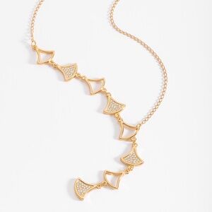 New Gold plated necklace with charms and cascading stones